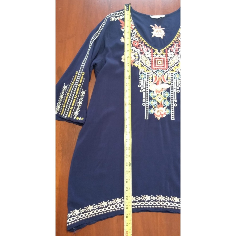 SOLITAIRE Embroidered Boho Med Tunic Folk Floral Embroidery Festival Peasant Top - Picture 4 of 6